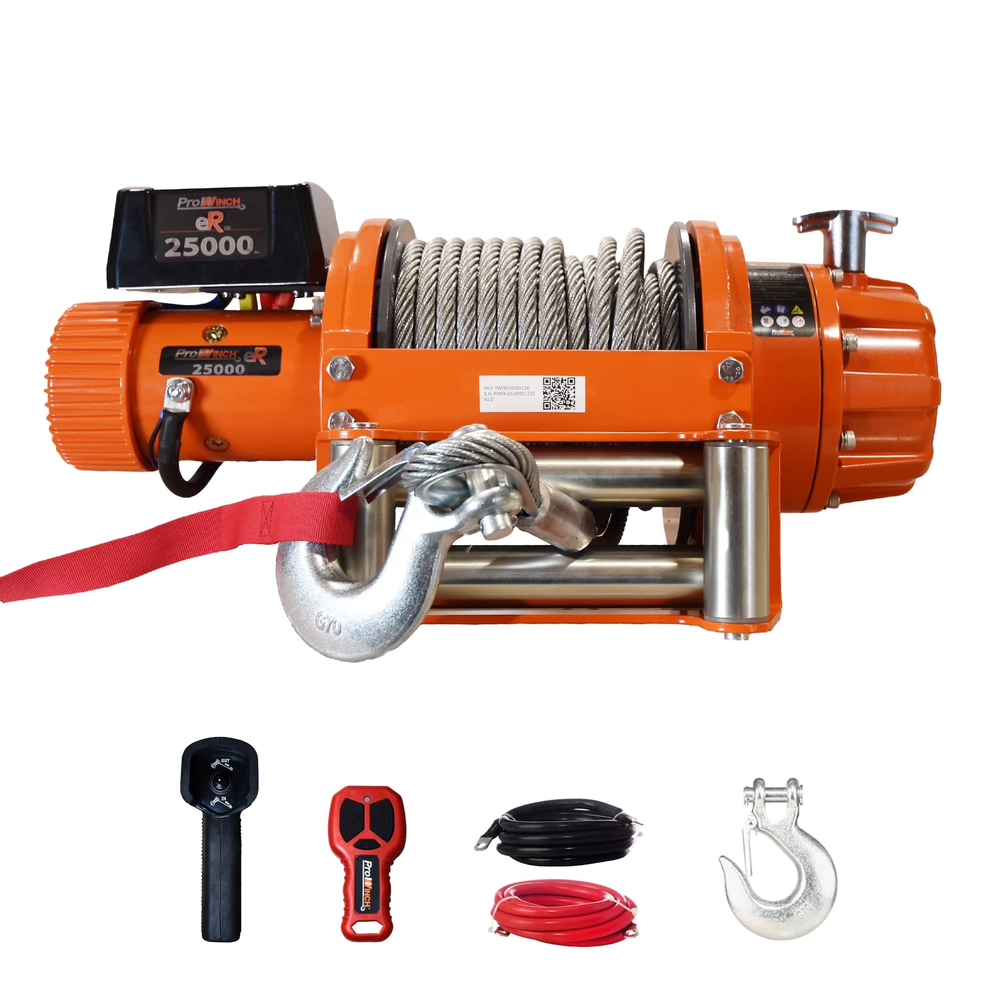 25000 lbs Electric Waterproof Winch Wire Rope 24V Wireless Prowinch Perú